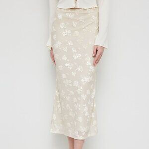 Velvet Midrise Floral Mermaid Midi Skirt